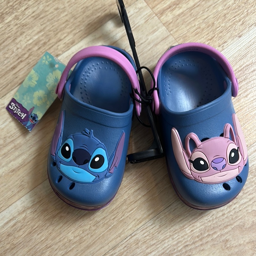 Disney Blue and Pink Slippers with Stitch and Angel